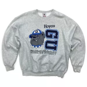 Vintage Georgetown University Hoyas Mens XL Pullover Sweatshirt Gray Made in USA - Picture 1 of 16