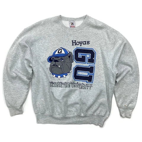 Vintage Georgetown University Hoyas Mens XL Pullover Sweatshirt Gray Made in USA Cover