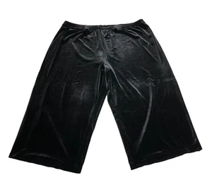 Vintage Quacker Factory Pants Womens 3X Petite Black Velvet Wide Leg Pull On 90s - Picture 1 of 15