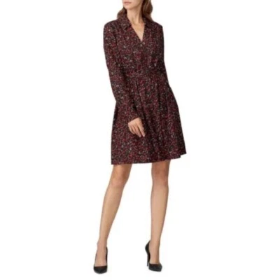 Vestido camisero Thakoon Collective para mujer talla 8 negro/rojo estampado de bayas Foto 1 de 4