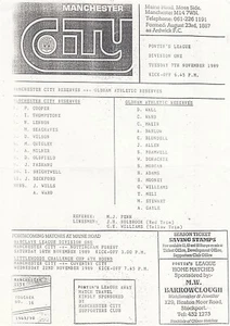 Manchester City Reserves v Oldham Athletic Reserves 1989/90 (7 Nov) - Picture 1 of 1