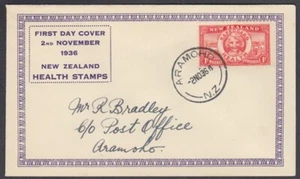 NEW ZEALAND 1936 HEALTH ILLUSTRATED FDC – Jones H36.1BC(a) (ID:16/D47339) - Picture 1 of 1