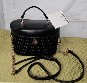 Anne Klein Ruched Train Case Purse Black Crossbody New with Tags - Picture 1 of 11