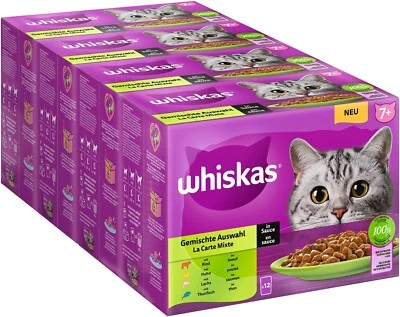 WHISKAS 7+ Senior Katzenfutter Nassfutter - Fleisch & Fisch in Sauce 48 x 85 g - Bild 1 von 4