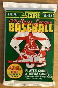 1991 Score Baseball Card Pack Rob Dibble Reds (Top) Jay Buhner Mariners (Back) - Picture 1 of 2