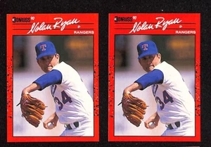 1990 Donruss #166 Nolan Ryan Texas Rangers 2ct Baseball Card Lot 2303D - Picture 1 of 1
