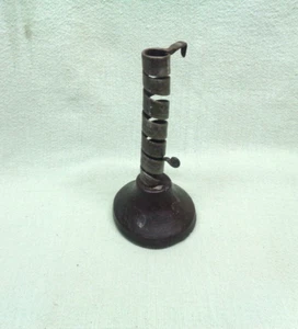 Antique Primitive Original 1700's Iron hand forged Spiral Candle Holder - Picture 1 of 12