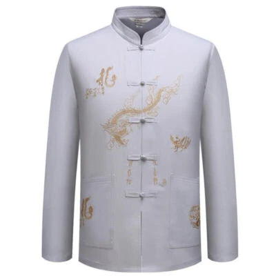 Traje tradicional chino Tang para hombre Abrigo Chaqueta Kung Fu Tai Chi Uniforme Dragón Foto 1 de 4