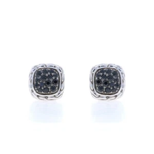 John Hardy Classic Chain Black Sapphire Cluster Stud Earrings SterlingSilver 925 - Picture 1 of 7