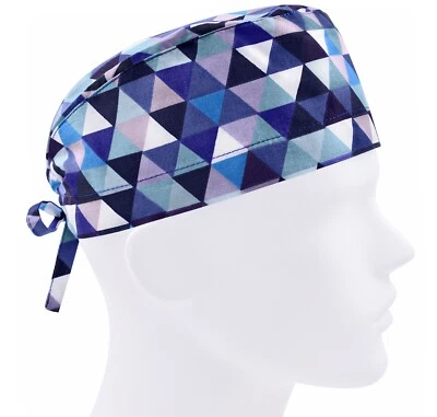 Scrub caps men, surgical cap, scrub hats, nurse hat, geometry blue - Image 1 of 3