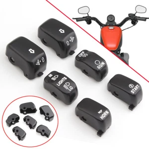 Black Hand Control Switch Housing Button Cover Caps For Harley Sportster 1996-13 - Picture 1 of 12