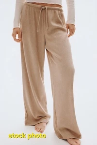 H&M Mädchen Gr. 16 beige weites Bein Rippstrick Hose lockere Passform neu mit Etikett - Bild 1 von 8