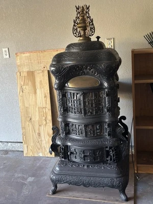 Victorian Parlor Stove “Happy Greetings” Made By Buckwalter Stove, Royersford PA - Image 1 of 4