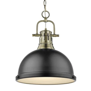Golden Lighting 3602-L AB-BLK Duncan Aged Brass Matte Black Shade - Picture 1 of 4