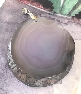 Artisan Natural Agate Slice 2" Blue Purple Beauty Pendant w/ Natural Edge - Image 1 of 4