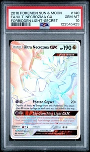 PSA 10 Pokemon Ultra Necrozma GX 140/131 Forbidden Light Rainbow Secret Rare - Picture 1 of 2