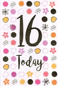 AGED 16 '16 TODAY' BIRTHDAY CARD AND MATCHING ENVELOPE 5" X 7" - Picture 1 of 3
