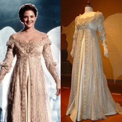 Champagne Lace History Wedding Dresses Long Sleeve Gillter Lace Medieval - Image 1 of 4