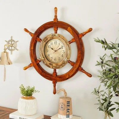 Reloj de Pared Rueda Velero y Barco, Madera, Reloj Rueda Barco, Decoración Hogar Foto 1 de 4