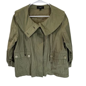 Talbots Khaki Green Lightweight Nylon rain jacket Sz 12 - Picture 1 of 6