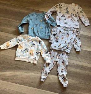 Size 4T Clothes Official Bluey Mickey Cars Disney Sweatshirt Sweatpants Lot Kids - Picture 1 of 7