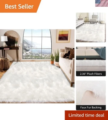 优雅人造毛皮地毯 6x9 - 蓬松时尚 — 第 1/4 张图片