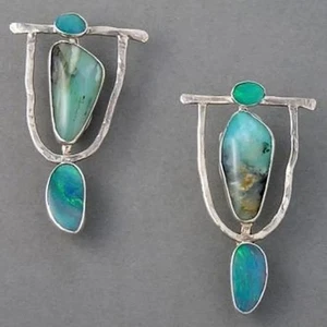 Boho Dangle Earrings for Women, Tribal Resin Stone Vintage Pendant Jewelry Gift - Picture 1 of 24