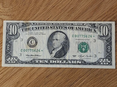 1993 $10 "STAR NOTE" PHILADELPHIA DISTRICT C00775626* - Image 1 of 4