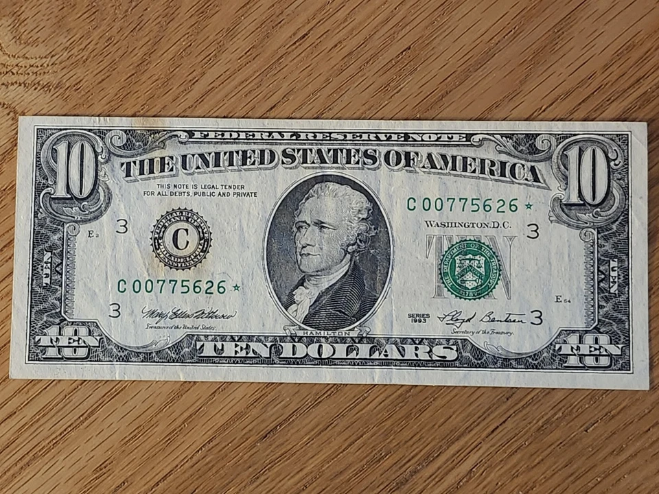 1993 $10 "STAR NOTE" PHILADELPHIA DISTRICT C00775626* - Image 1 of 4