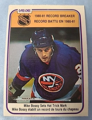 Mike Bossy ISLANDERS 1981-82 O-Pee-Chee Hat Trick Record Breaker #390 - Image 1 of 2