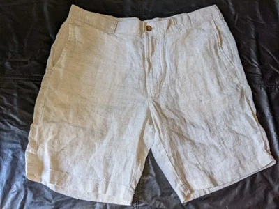 J. Pantalones Cortos Crew de Lino Talla 36 X 9 Mini Rayas Beige Bolsillos Ligeros Foto 1 de 4