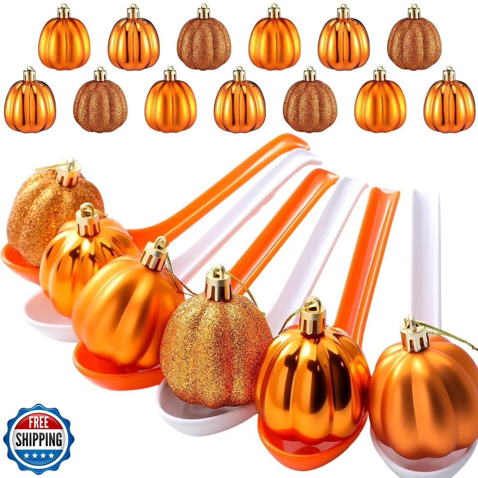 Wettarn 48 Piezas Otoño Acción de Gracias Cuchara Carrera Juego Set 24 Otoño Temática Calabaza O Foto 1 de 4