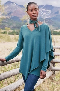 Soft Surroundings Madeline Tunic Top Womens XL Teal Legion Blue Layered - Picture 1 of 18