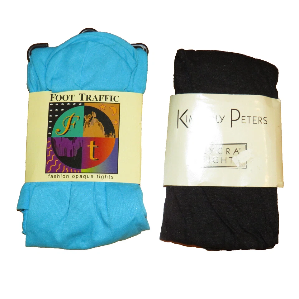 Two Pair Women's Tights Blue Foot Traffic & Black Kimberly Peters Size Medium - Image 1 of 4
