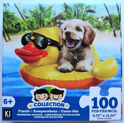 Rompecabezas flotador Golden Retriever cachorro perro pato piscina 100 piezas 8,75"X11,25" Foto 1 de 3