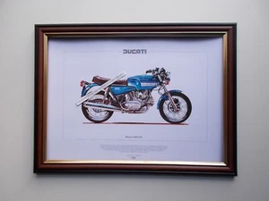 DUCATI 860 GTS MOTOR CYCLING PRINT FRAMED - Picture 1 of 1
