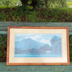 Artist Gary Reed Kahaluu Mountain Art Print Signed Frame Koa - Picture 1 of 10