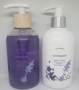 THYMES Lavendel Handwäsche & Handlotion Waschbecken Set - 2 Pumpflaschen 8,25 flüssige Unzen NEU - Bild 1 von 13