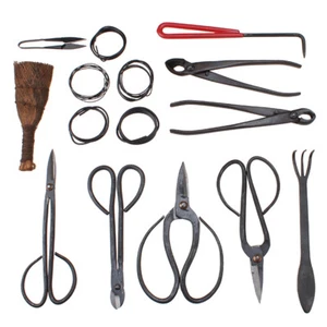 Garden Bonsai Tool 10Pcs Carbon Steel with Cutter spatula Roll Wires nylon case - Picture 1 of 2