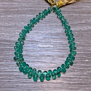 Natural Fine Zambian Emerald Smooth Teardrop Briolette Beads 6 inch strand - Picture 1 of 5