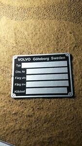 Typenschild Volvo Schild ID-plate S53 Amazon PV 444 544 210 120 122 124 s54 s55