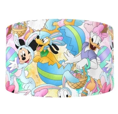 3" Easter Grosgrain Printed Ribbon 5 yards eggs Minnie Mickey Daisy - Image 1 of 2