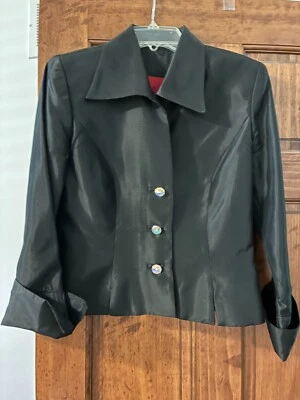 Vintage JS Collections Black Evening Jacket Size 10 - Image 1 of 4