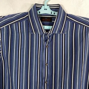 Etro Shirt Mens 42 Blue Button Up Long Sleeve Striped Made In Italy Milano - Picture 1 of 10