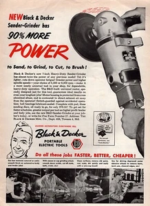 1954 Black & Decker Tools Heavy Duty Sander Grinder Original Print Ad  - Picture 1 of 1