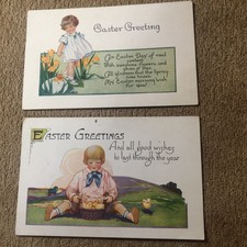 Lot Of 2 Easter Greetings 1920s Era   Winsch Back Postcard Post Cards