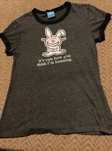 Y2K Its Happy Bunny “it’s Cute How You Think I’m Listening”. Kids Large SS - Picture 1 of 10