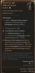 Mantle of Mountain's Fury 1GA  Diablo 4 ETERNAL REALM NON-SEASON SC D4 PS5 Xbox - Picture 1 of 1