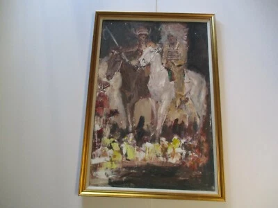 LARGE JAMES COLT PAINTING NATIVE AMERICAN INDIAN CHIEF HORSE TRIBAL ART desert - Image 1 of 4
