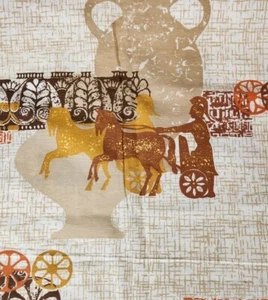 NOS House 'N Home 1950-60'S MCM ROMAN CHARIOT HOME DECOR FABRIC 2.33 YDS *READ* - Picture 1 of 5